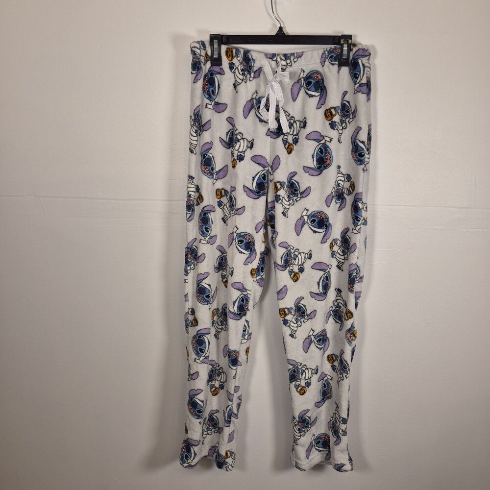 Disney Stitch Womens Halloween Plush Pajama Pants Size 1X White Multicolor Mummy